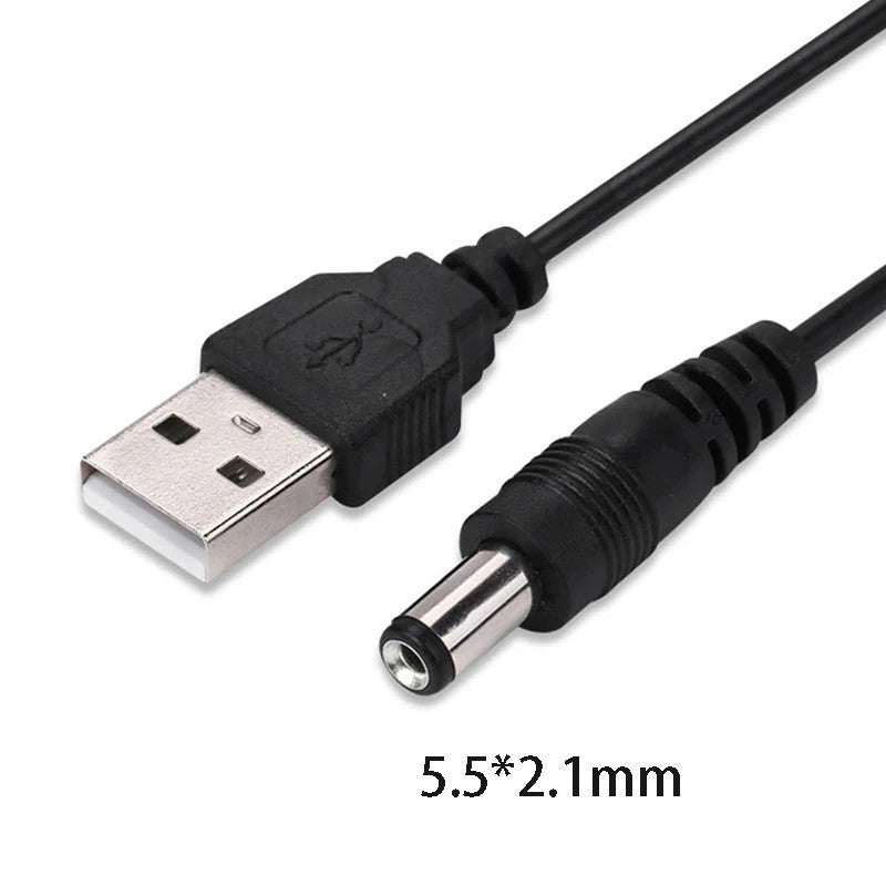 USB to DC 5.5x2.1mm Power Cable 5V Round Jack Charging Wire Router Cord Adapter
